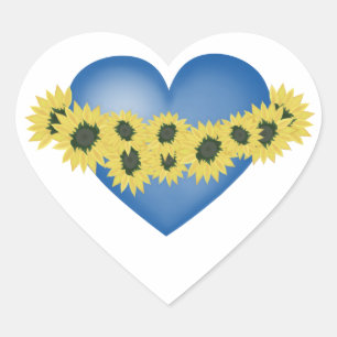Sunflowers and heart. Love and flowers. Heart Sticker