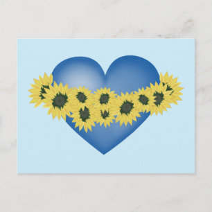 Sunflowers and heart. Support Ukraine Postcard