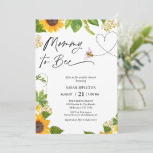 Sunflowers And Hearts Mommy To Bee Baby Shower  Invitation
