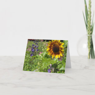 Sunflowers and Hollyhocks - Blank Card