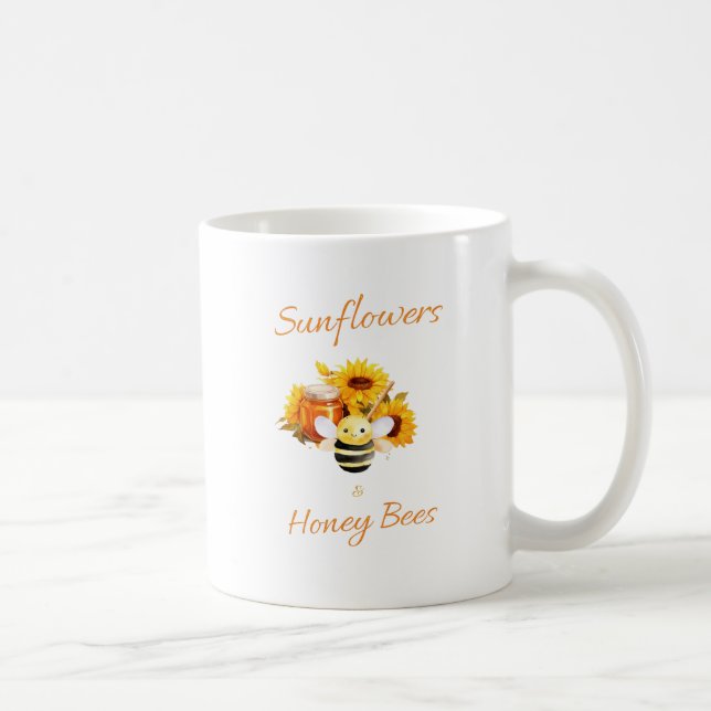 Sunflowers and Honey bees Coffee Mug (Right)