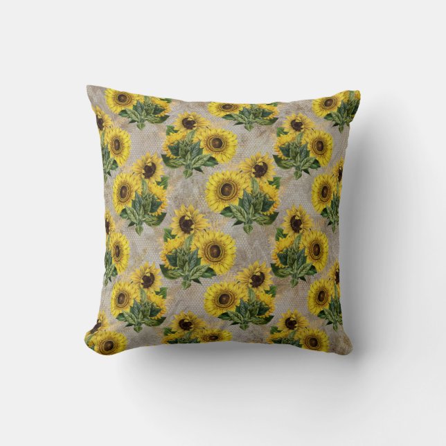 Sunflowers and Honeycombs Cushion (Front)