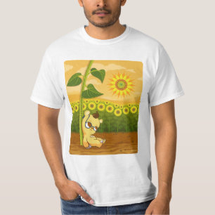 Sunflowers and Kawaii Bear T-Shirt