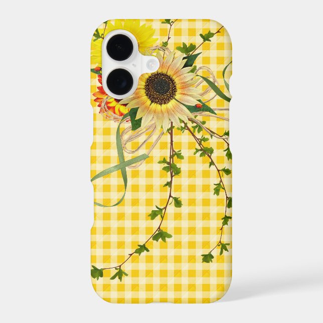 Sunflowers and Lady Bugs on Yellow Gingham (Back)