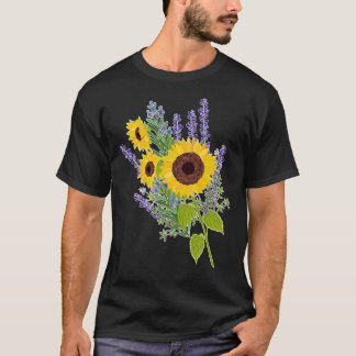 Sunflowers And Lavender Bouquet     T-Shirt