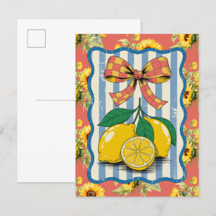 Sunflowers and Lemons Watercolor Postcard