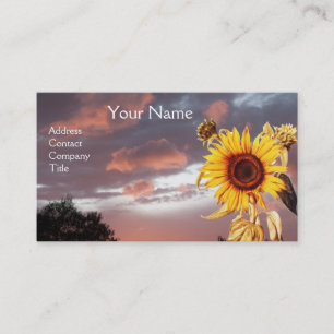 SUNFLOWERS AND PINK SUMMER SUNSET BUSINESS CARD