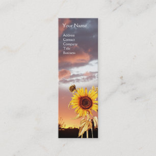 SUNFLOWERS AND PINK SUMMER SUNSET MINI BUSINESS CARD