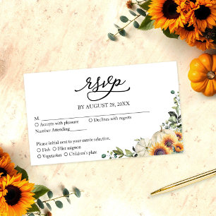 Sunflowers and Pumpkin Fall Wedding RSVP Enclosure Card