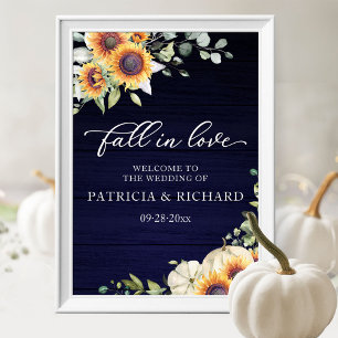 Sunflowers and Pumpkin Fall Wedding Welcome Sign