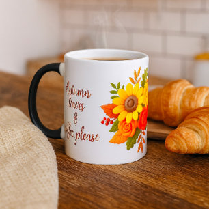 Sunflowers and Pumpkin Floral Design. Cozy Autumn Magic Mug
