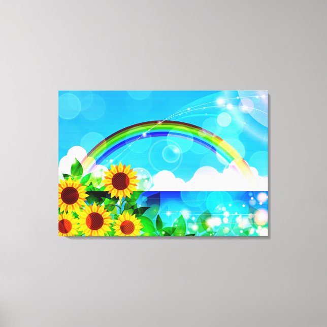 Sunflowers and Rainbow Canvas Print (Front)