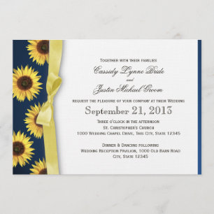 Sunflowers and Ribbon Country Wedding Invitation