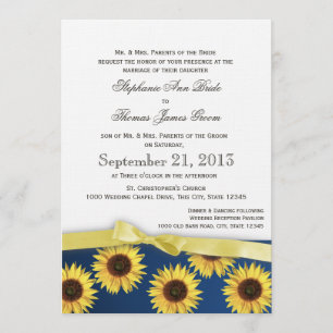 Sunflowers and Ribbon Country Wedding Invitation