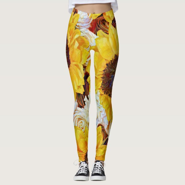 Sunflowers and Roses Art Leggings (Front)