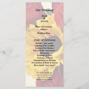 Sunflowers and Roses Bouquet Programme