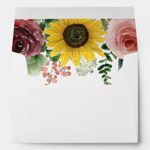 Sunflowers and Roses Floral Lined envelope
