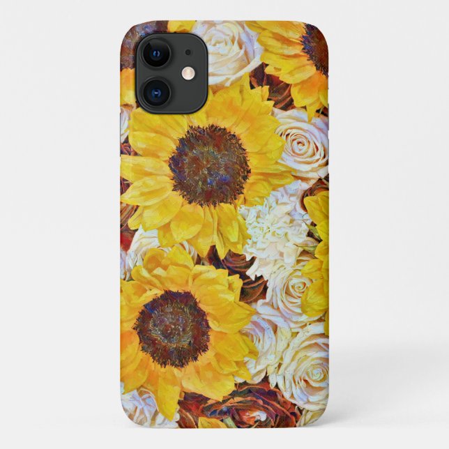 Sunflowers and Roses Flower Art Phone Case (Back)