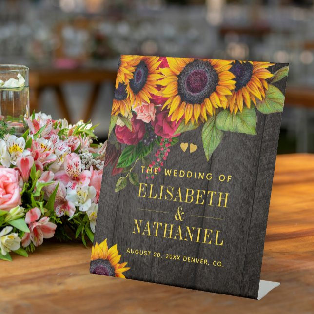 Sunflowers and roses rustic wedding welcome sign (Creator Uploaded)