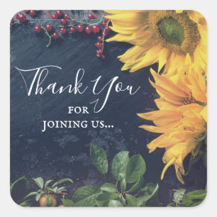 Sunflowers and Slate Baby Shower Thank You Square Sticker
