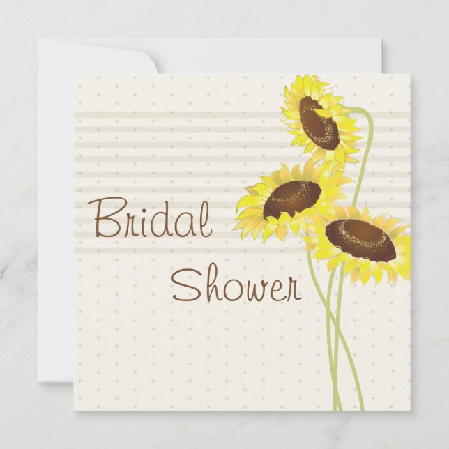 Sunflowers And Stripes Collection Bridal Shower Invitation (Front)