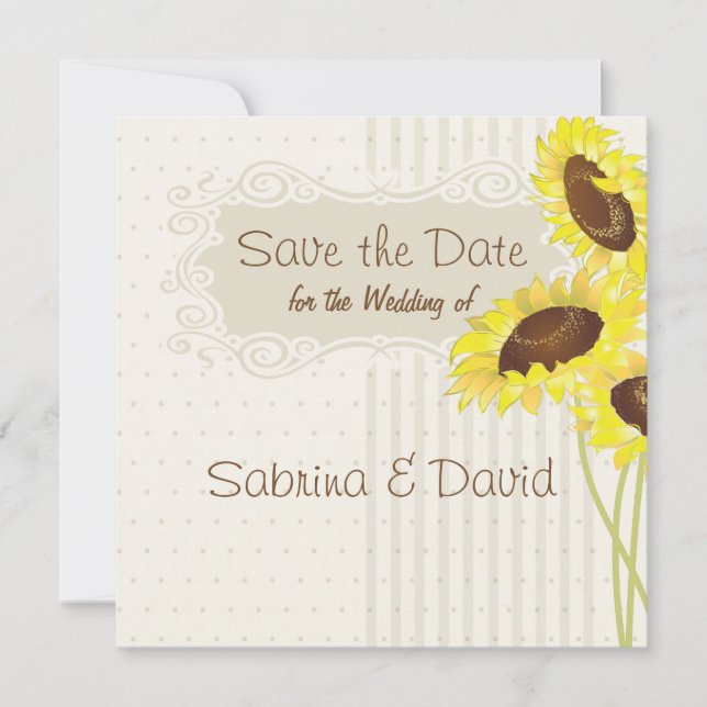 Sunflowers And Stripes Collection Save the Date (Front)