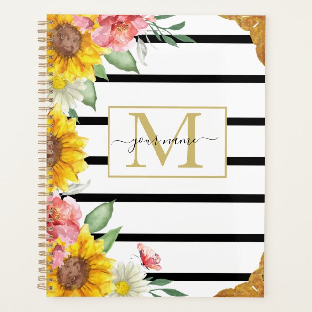 Sunflowers and Stripes Planner (Front)