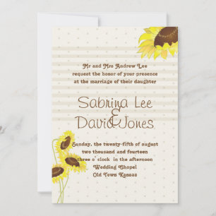 Sunflowers And Stripes Wedding Invitation