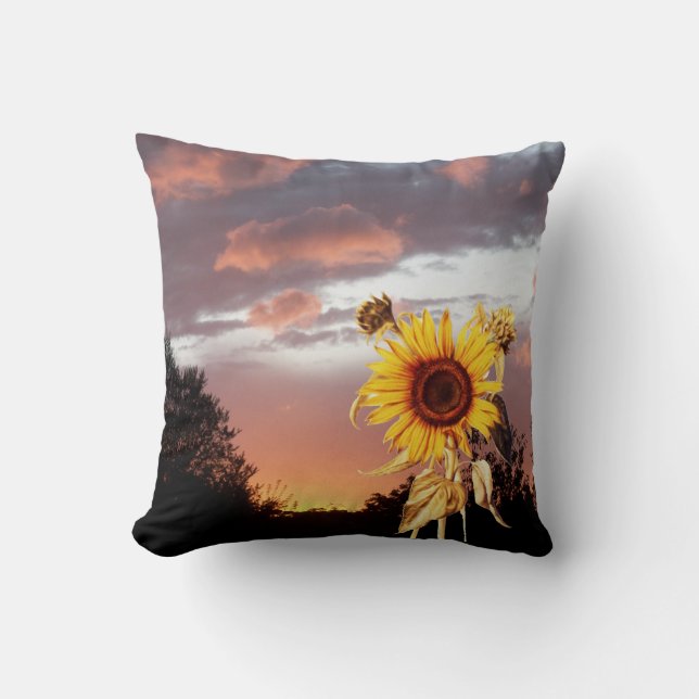 SUNFLOWERS AND SUMMER SUNSET CUSHION (Front)