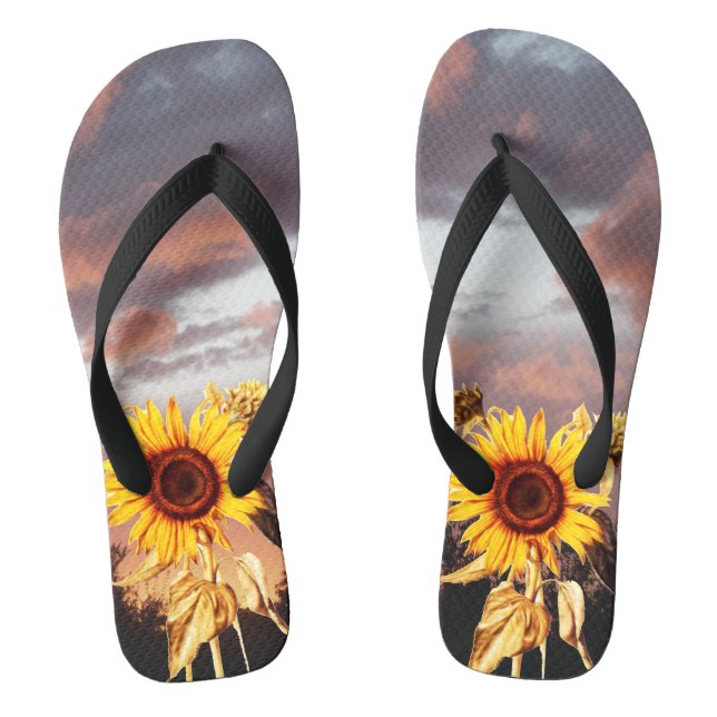 SUNFLOWERS AND SUMMER SUNSET FLIP FLOPS (Footbed)