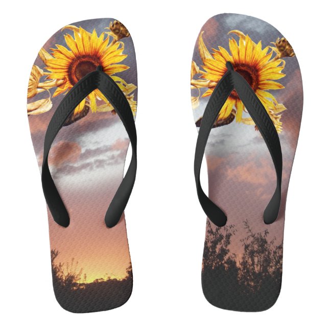 SUNFLOWERS AND SUMMER SUNSET FLIP FLOPS (Footbed)
