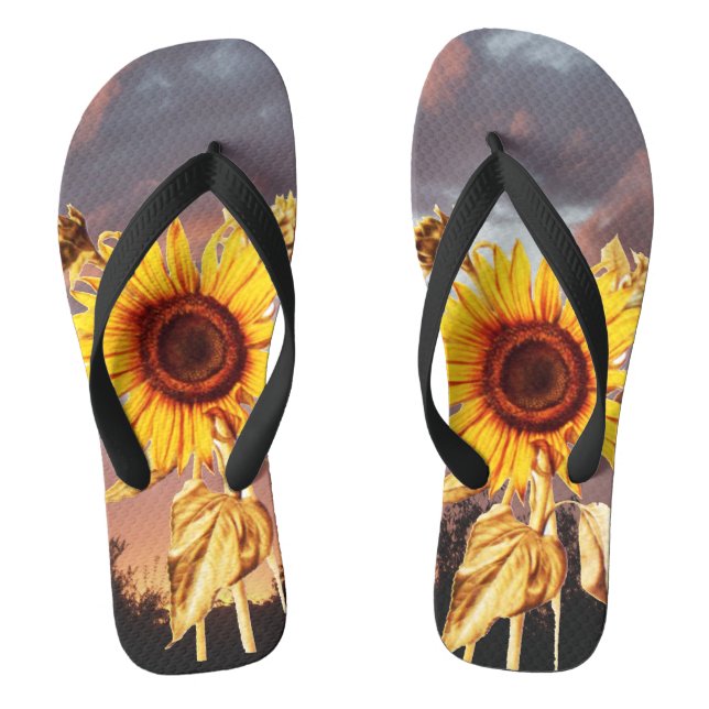 SUNFLOWERS AND SUMMER SUNSET FLIP FLOPS (Footbed)