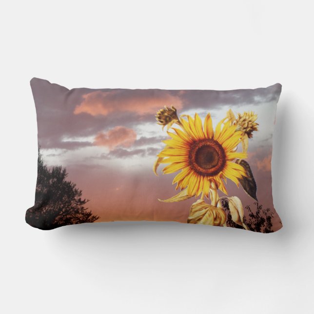 SUNFLOWERS AND SUMMER SUNSET LUMBAR CUSHION (Front)
