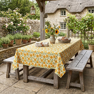 Sunflowers and text tablecloth