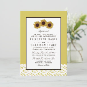 Sunflowers and Vintage Lace Wedding Invitation