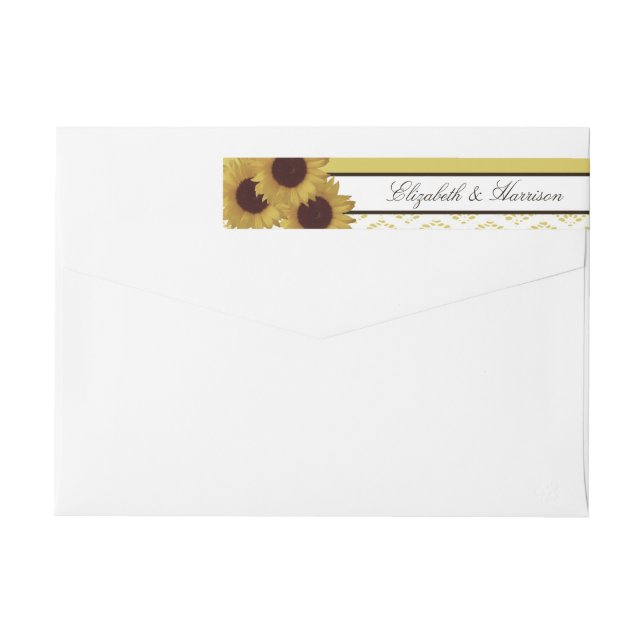 Sunflowers and Vintage Lace Wedding Wrap Around Label (Back)
