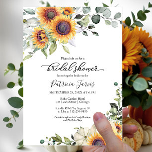 Sunflowers and White Pumpkin Fall Bridal Shower Invitation
