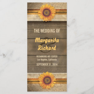 sunflowers and wood country wedding programs programme