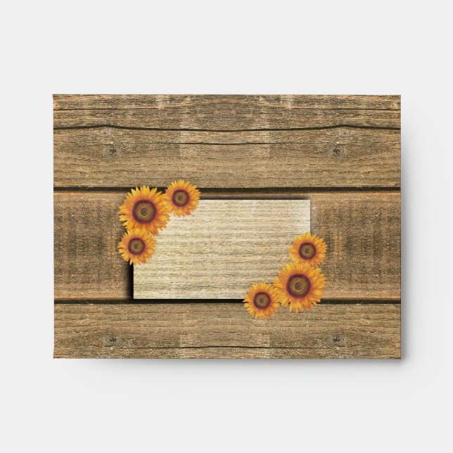 sunflowers and wood rsvp wedding envelopes small (Front)