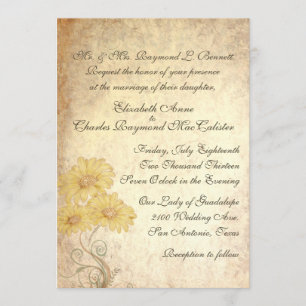 Sunflowers Antique Reproduction Wedding Invitation