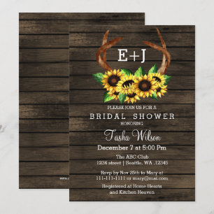 Sunflowers Antlers Country Chic Bridal Shower Invitation