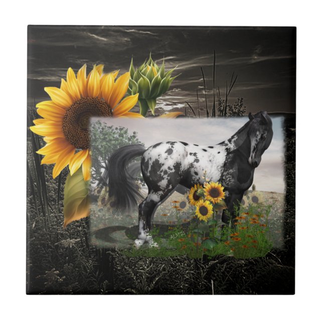 Sunflowers & Appaloosa Horse Tile (Front)