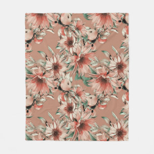 Sunflowers, apples: autumn watercolor pattern fleece blanket
