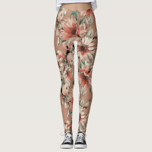 Sunflowers, apples: autumn watercolor pattern leggings