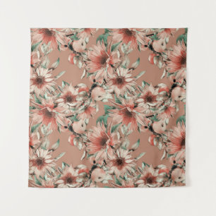 Sunflowers, apples: autumn watercolor pattern tapestry