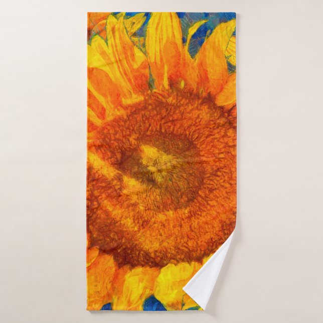 Sunflowers arrangement. Van Gogh style imitation.  Bath Towel (Bath Towel)
