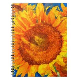 Sunflowers arrangement. Van Gogh style imitation. Notebook