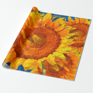 Sunflowers arrangement. Van Gogh style imitation. Wrapping Paper