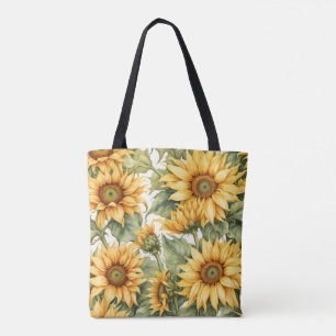 Sunflowers art drawing tote bag