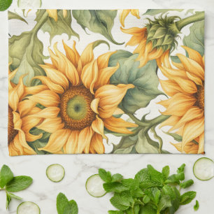 Sunflowers Art Pattern Design  Tea Towel